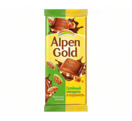Шоколад «Alpen Gold» солёный миндаль и карамель, 85г