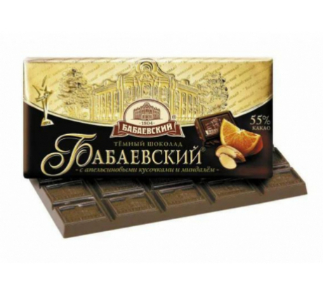 Шоколад темный «Бабаевский» с апельсином и миндалем, 100г