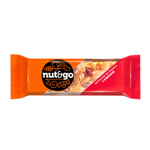 Батончик из жаренного арахиса с клюквой «NUT N GO» Nut&Go, 42г