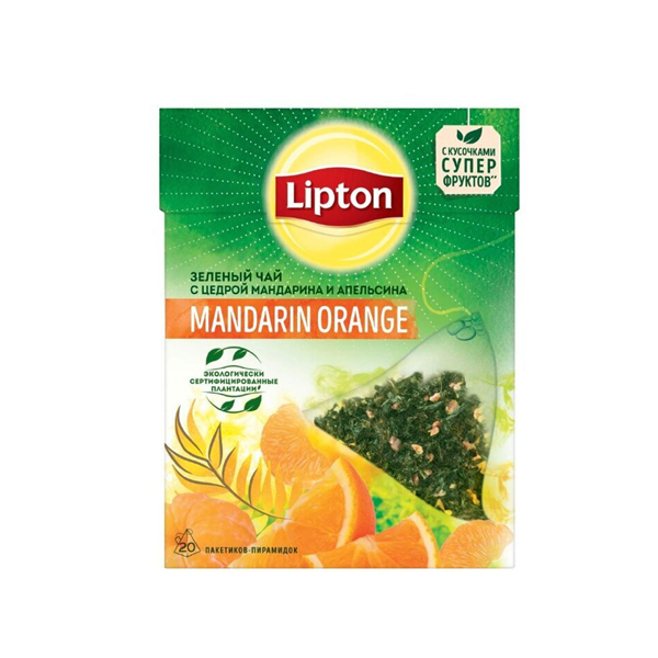 Чай зеленый «Lipton» с цедрой мандарина и апельсина, 20 пир.